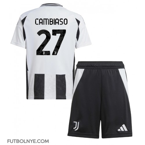 Camiseta Juventus Andrea Cambiaso #27 Primera Equipación para niños 2024-25 manga corta (+ pantalones cortos)